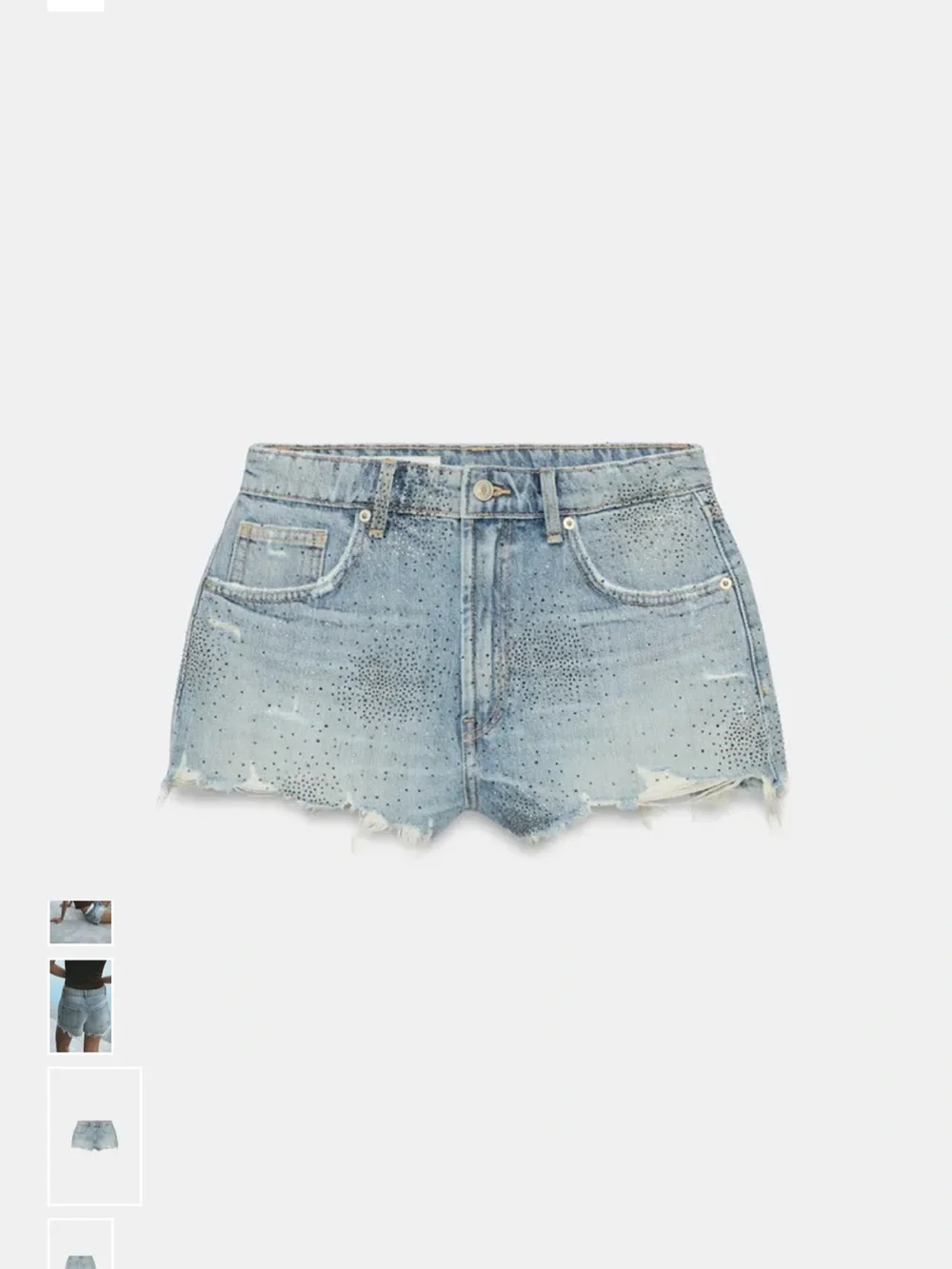 Zara Sparkly Studded Light Wash High Waisted Denim Shorts - Women